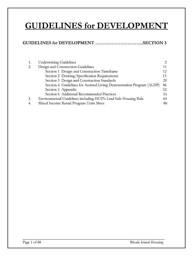 Fillable Online Guidelines for Development. Guidelines for development
