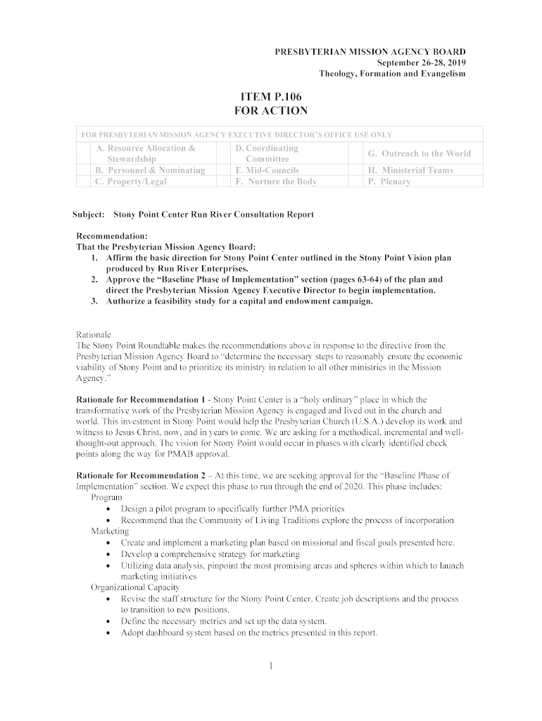 Fillable Online P.106 Stony Point Center Run River Consultation Report