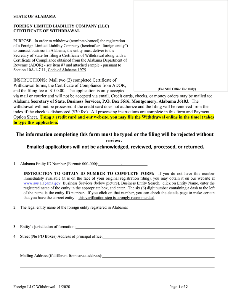 alabama foreign llc Preview on Page 1
