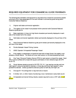 REQUIRED EQUIPMENT FOR COMMERCIAL GUIDE FISHERMEN