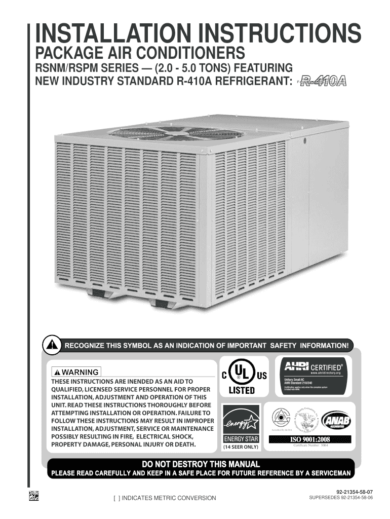 Fillable Online 922135458 Rev. 07 RSNM, RSPM Dedicated Horizontal