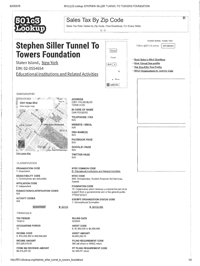Fillable Online Egov Ci Miami Fl 501 c 3 Lookup STEPHEN SILLER 