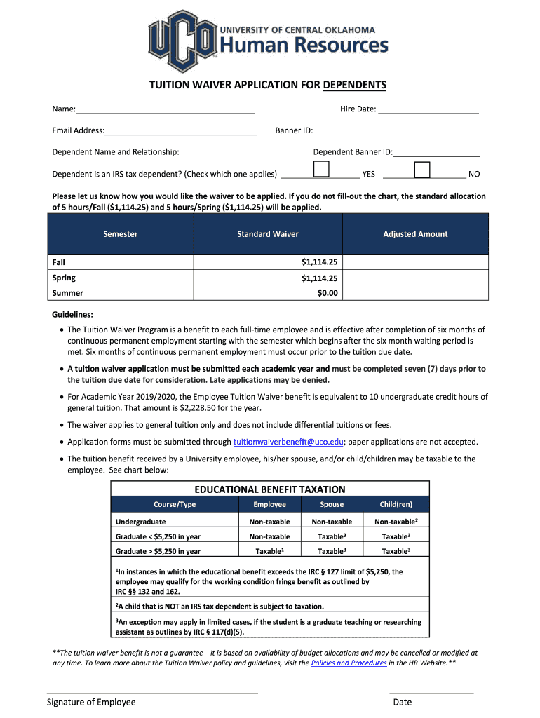 uco tuition waiver Preview on Page 1