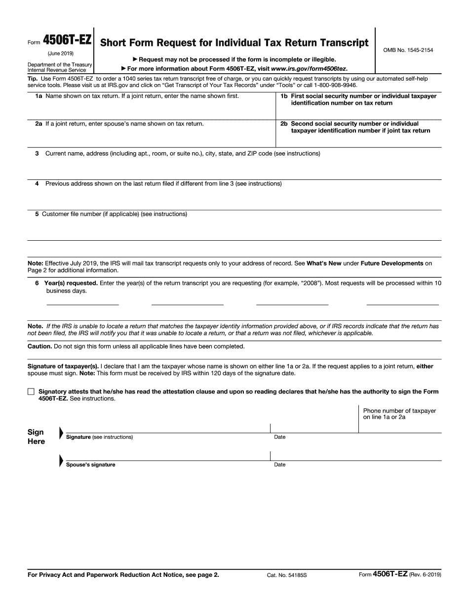 IRS Form 4506t