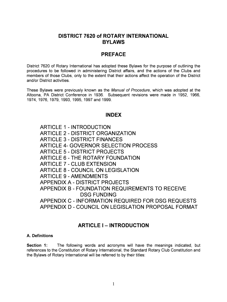 Fillable Online Governance documents My Rotary Rotary International