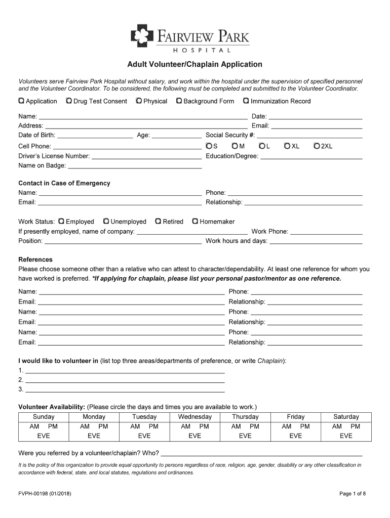 Adult Volunteer Chaplain Application Adult Volunteer Chaplain Application Preview on Page 1