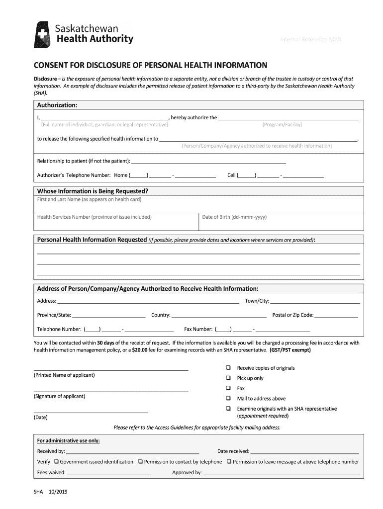 Consent for Disclosure of Personal Health InformationBundle Preview on Page 1