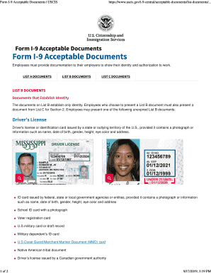 Fillable Online Form I-9 Acceptable Documents USCIS - Belle Fourche Fax ...