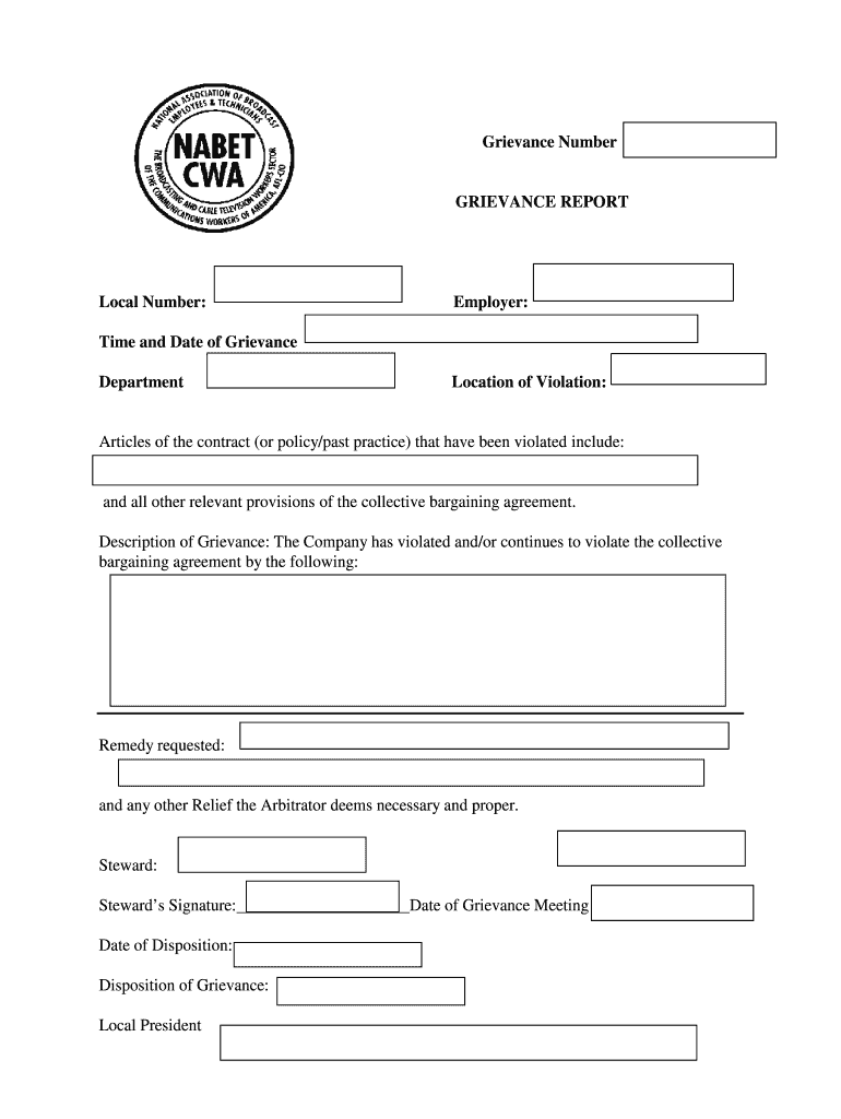 Grievance Form pdf - nabet-cwa Preview on Page 1