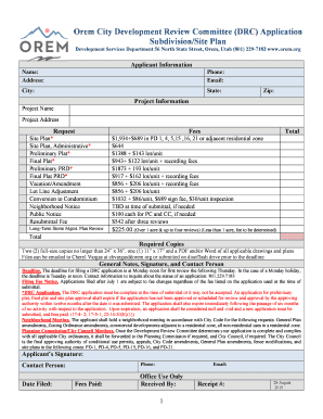 Fillable Online Orem City Development Review Committee (DRC) Application ... Fax Email Print ...