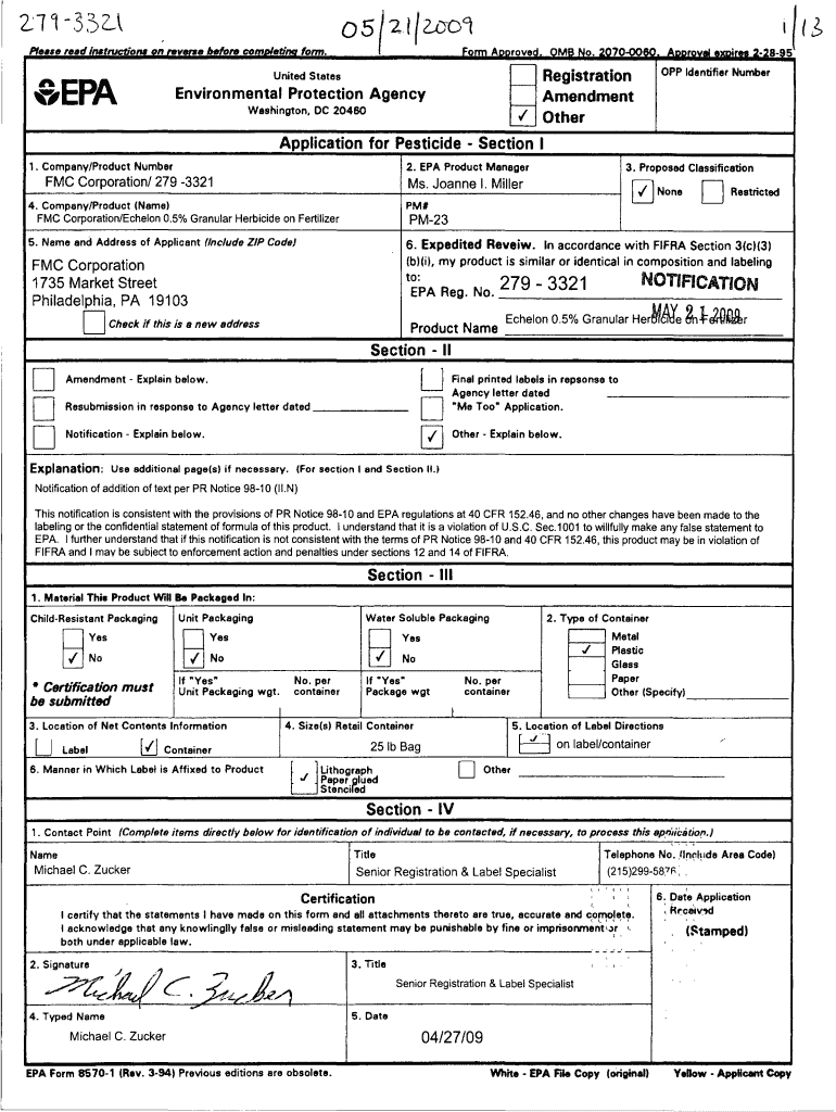 Fillable Online U.S. EPA, Pesticides, Label, ECHELON 0.5% GRANULAR ...