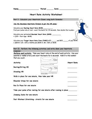 Heart Rate Activity Worksheet Pdf - Fill and Sign Printable Template Online