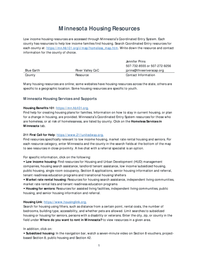 Fillable Online MSA Housing Assistance / Minnesota Department of Human Fax Email Print