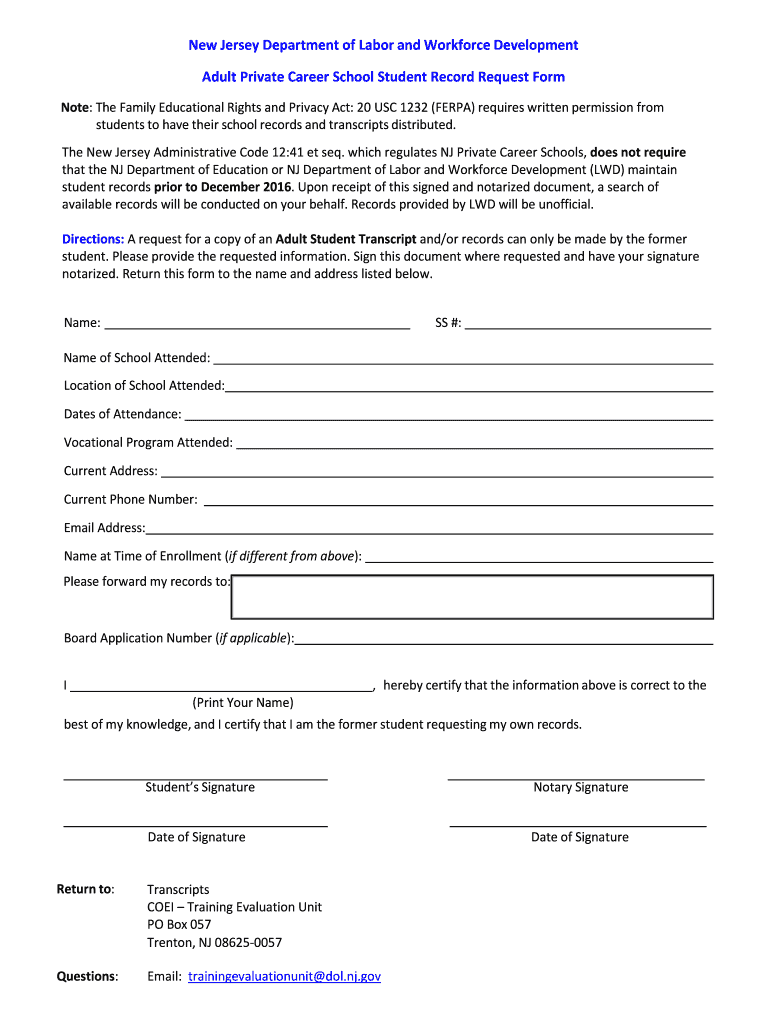 student information request form Preview on Page 1