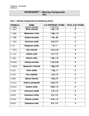 Naming Compounds Worksheet Answer Key Pdf - Fill Online, Printable,  Fillable, Blank | pdfFiller