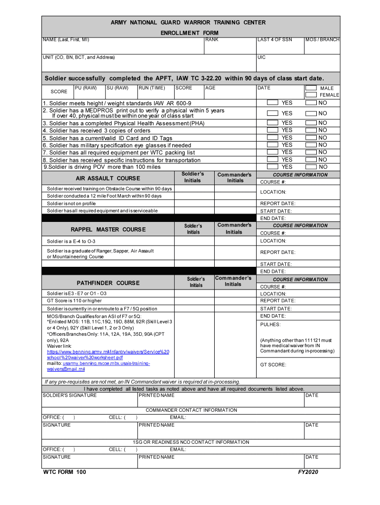 form 100 army Preview on Page 1.