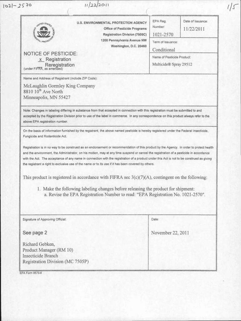Fillable Online US EPA, Pesticide Product Label, MULTICIDE SPRAY 29512 ...