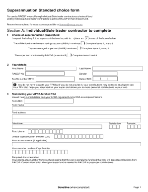 Superannuation Standard choice form Section A - RACGP