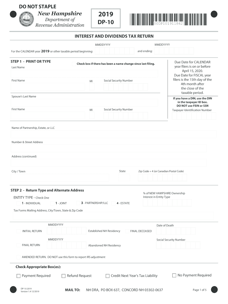 For the CALENDAR year 2019 or other taxable period beginning: Preview on Page 1