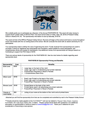 Fillable Online Run for Your Life! 5k/10k Walk/Run Sponsorship Letter ...