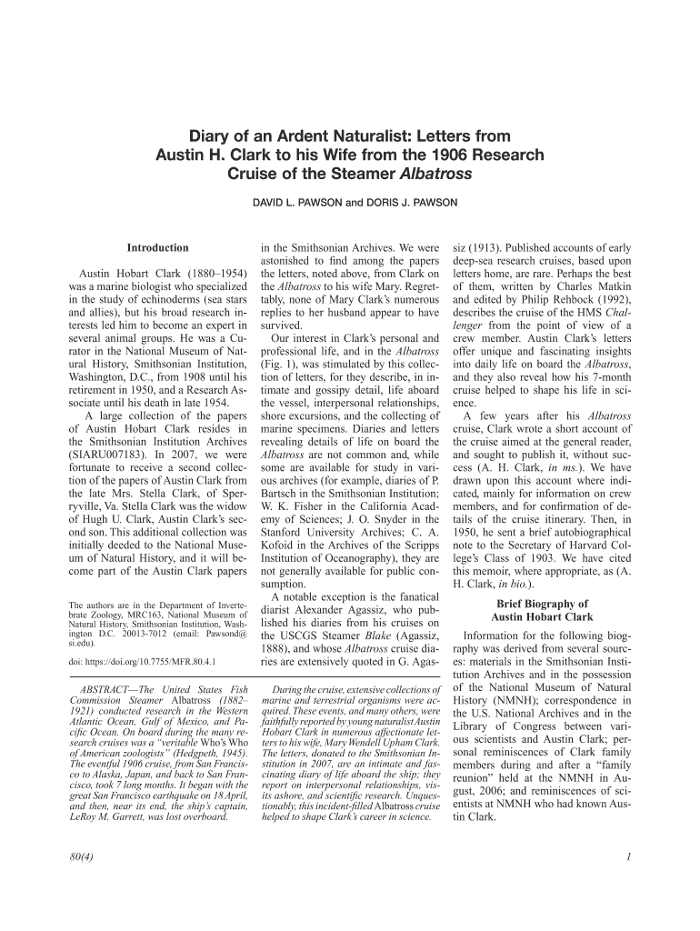Fillable Online spo nmfs noaa Austin Hobart Clark brought back to life