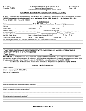 carlson home hospital school referral form