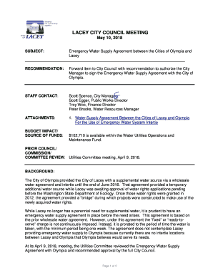 Emergency water supply agreement