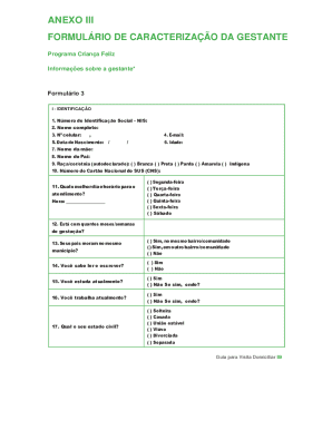 FormulÁrio De CaracterizaÇÃo Da Gestante