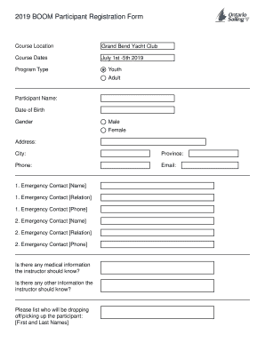 2019 BOOM Participant Registration Form - gbyc.ca