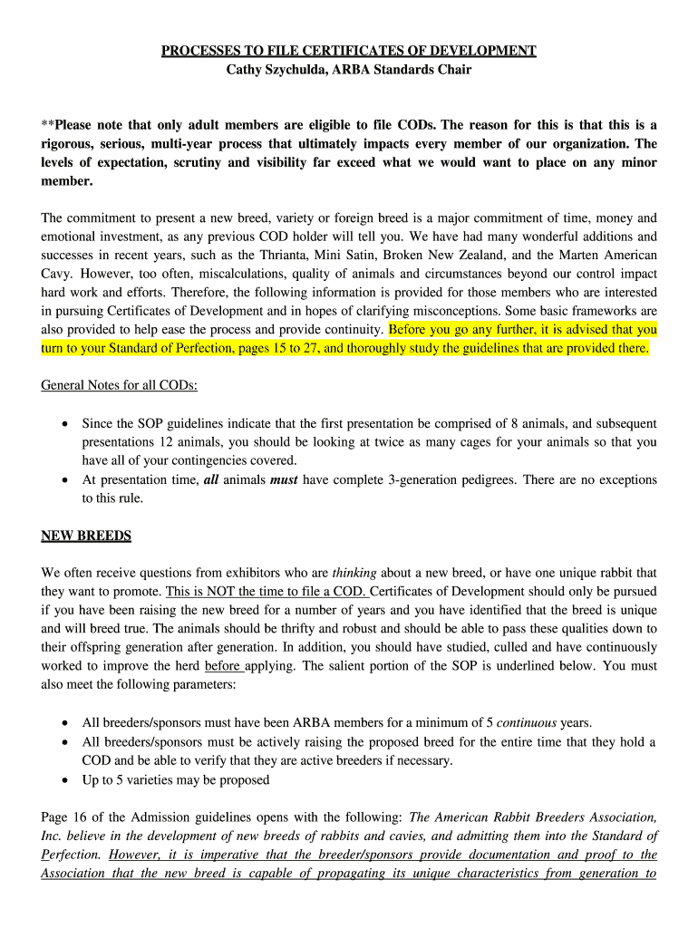 Fillable Online Fillable Online COD forms and informational packet