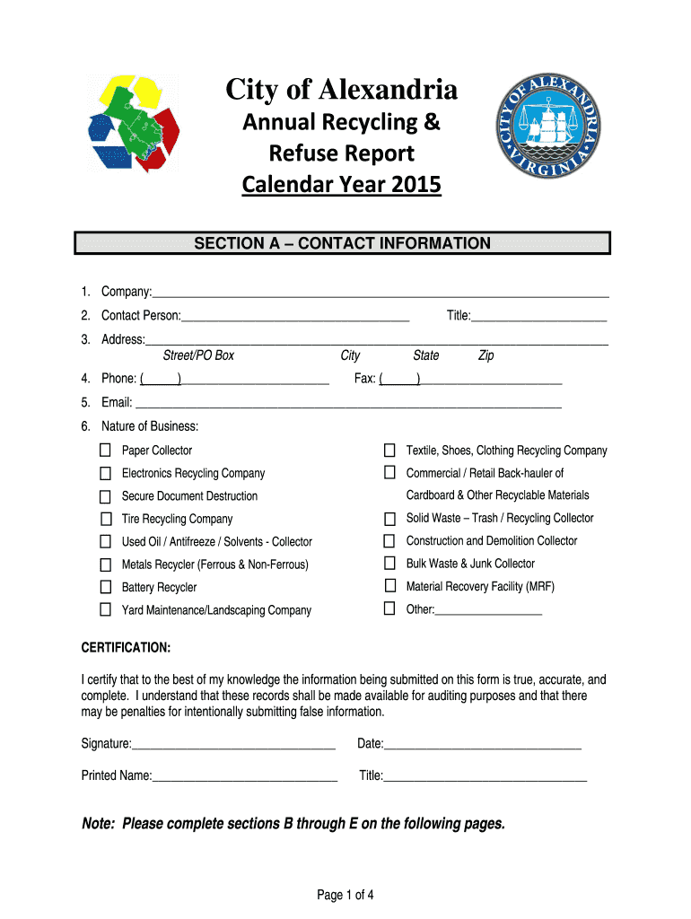 Fillable Online 2015 Hauler Report Form Fax Email Print - pdfFiller