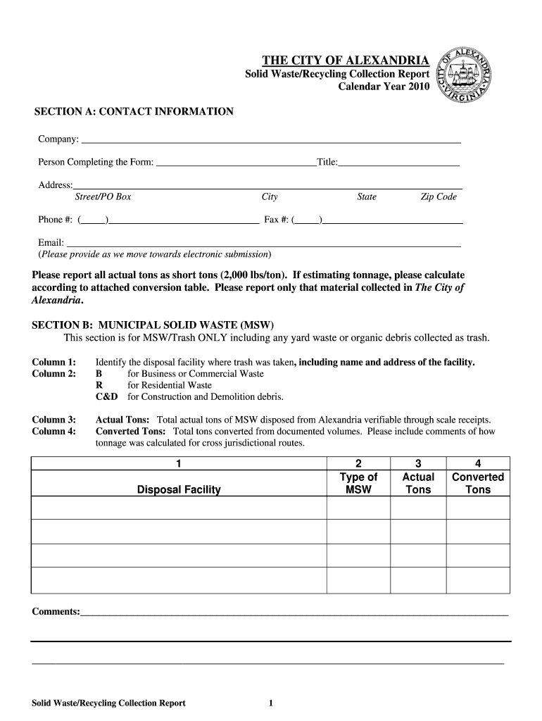 Fillable Online Hauler Tonnage Report Form Fax Email Print - pdfFiller