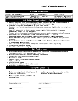 Patient Attendant (Scheduling) Job Description
