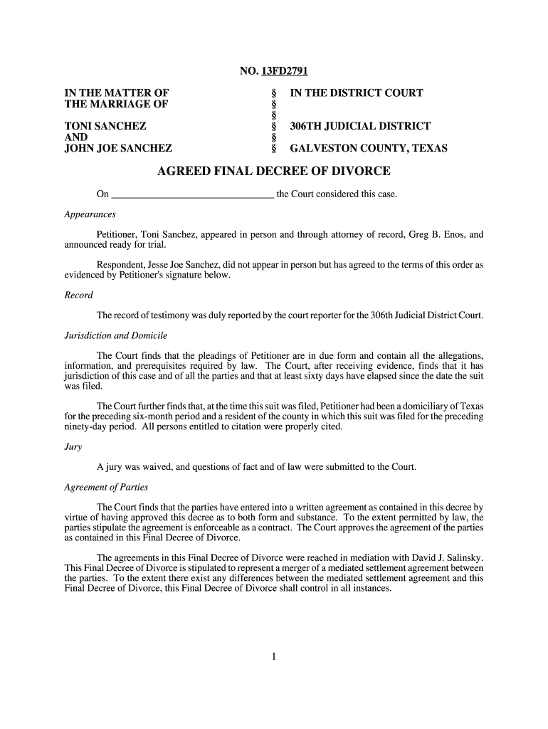 Texas Decree Fill Online Printable Fillable Blank PdfFiller