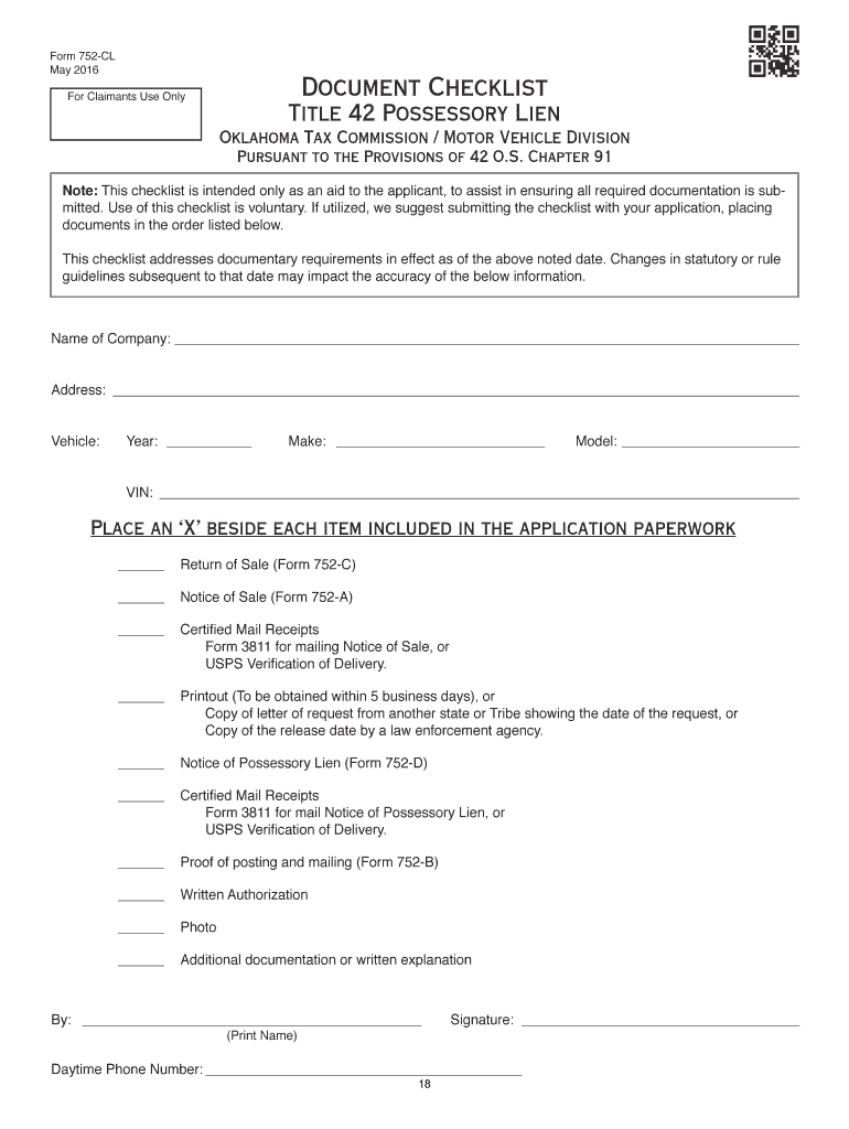 OK OTC Tax Packet 752 2019 - Fill and Sign Printable Template Online | US Legal Forms