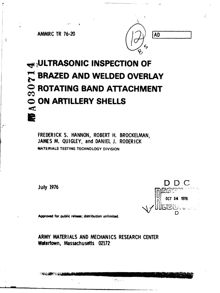 Fillable Online Ultrasonic Inspection of Brazed and Welded Overlay