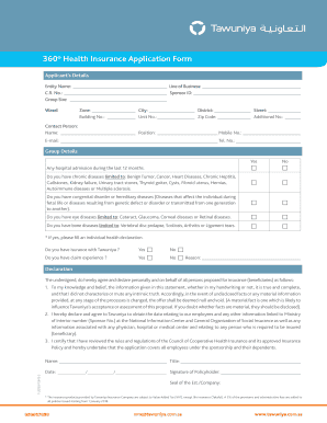 360 Health Insurance Application Form