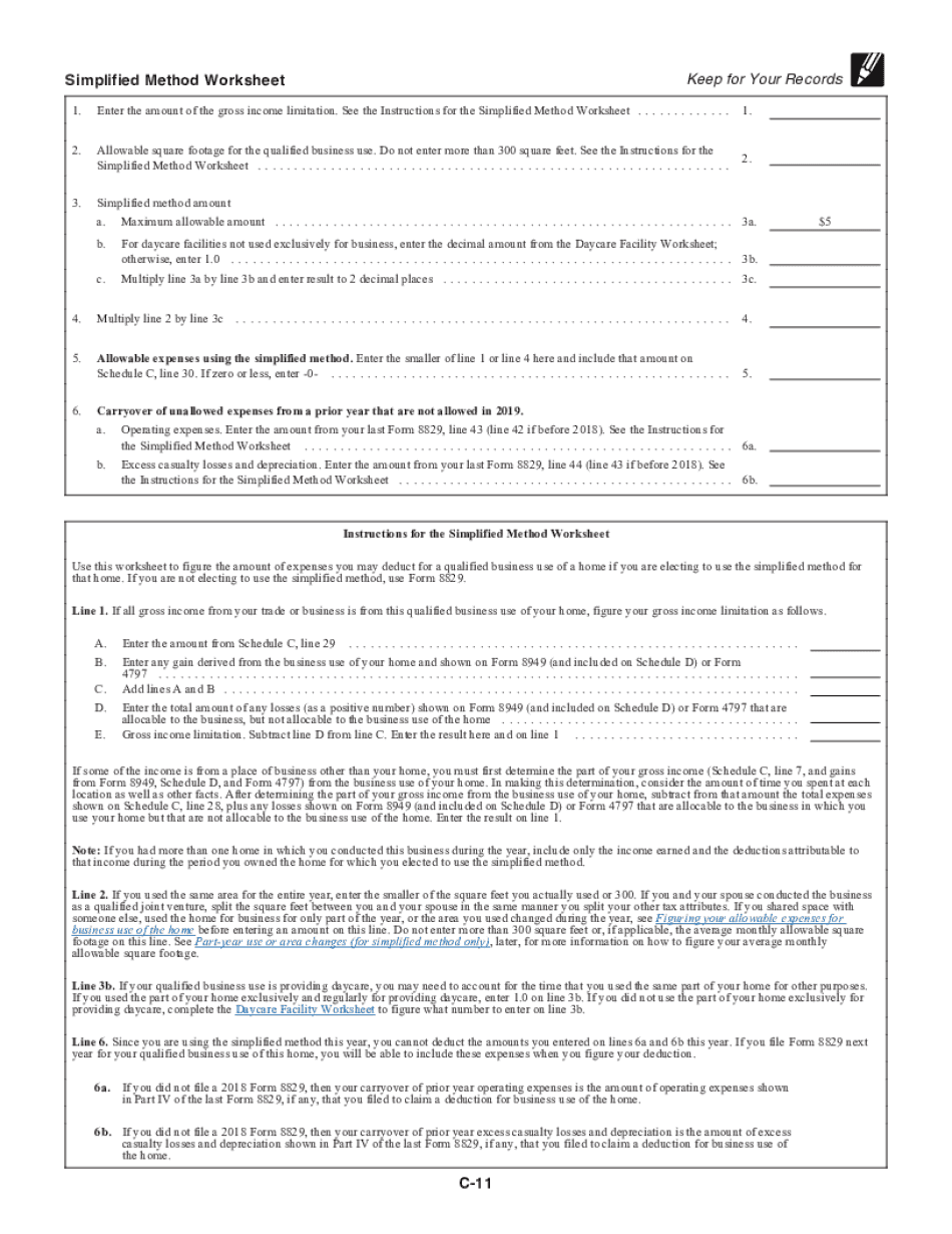 Simplified Method Worksheet Form