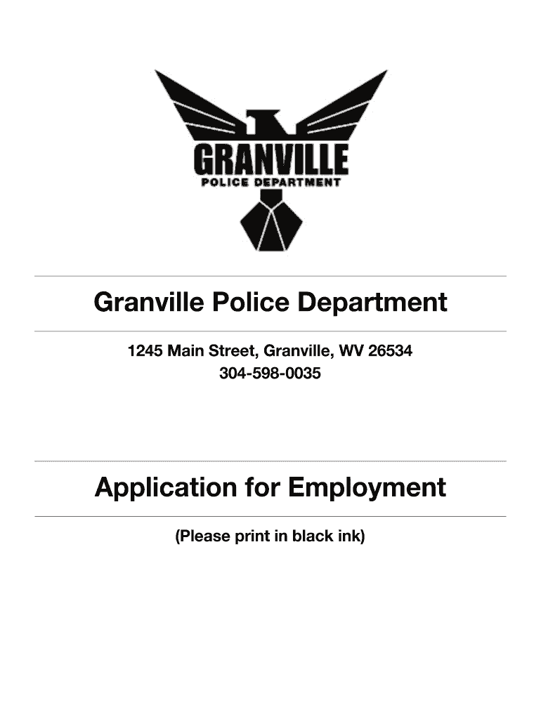 Fillable Online Granville Police Department Application for Employment