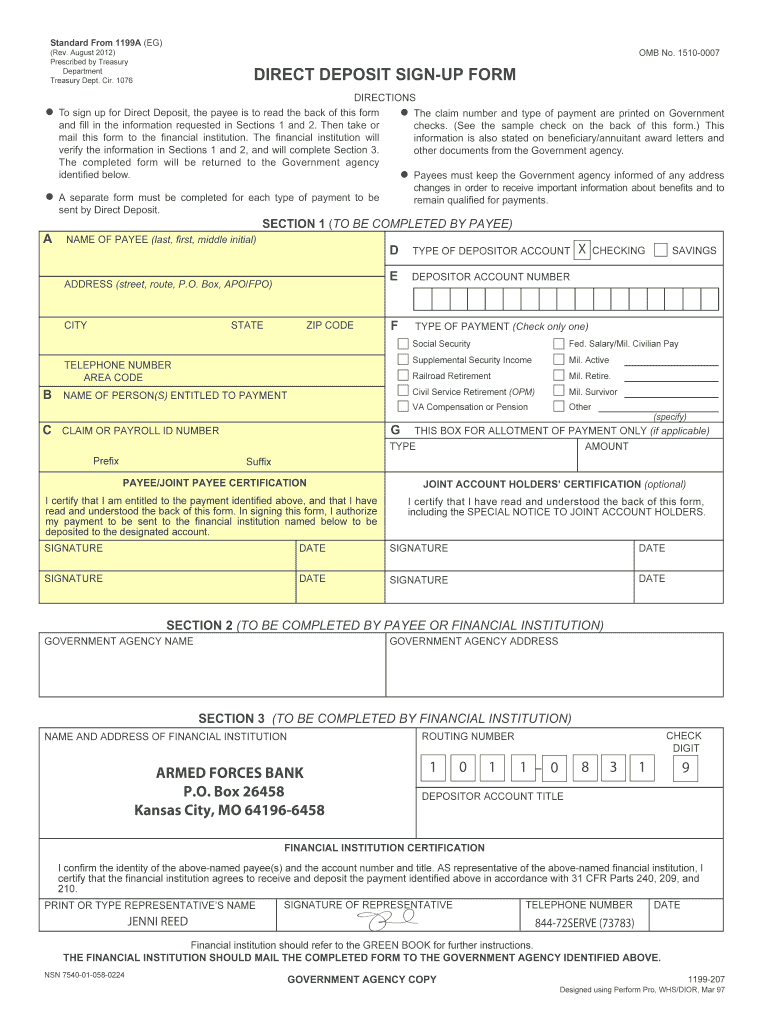 Fillable online va form 1199a fax email print pdffiller