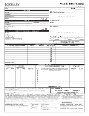 Fillable Online II. The Standard Bill of Lading Form - YRC Fax Email ...