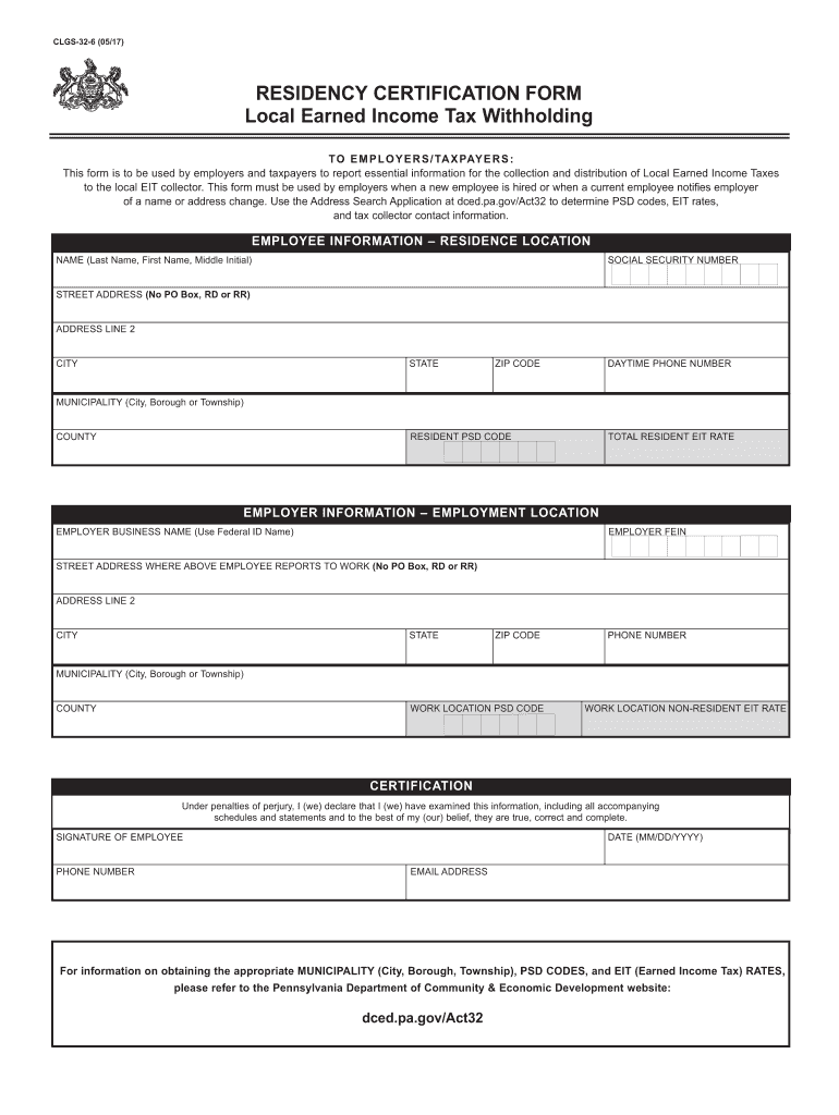 Fillable Online Pennsylvania Residency Certification Form Fax Email