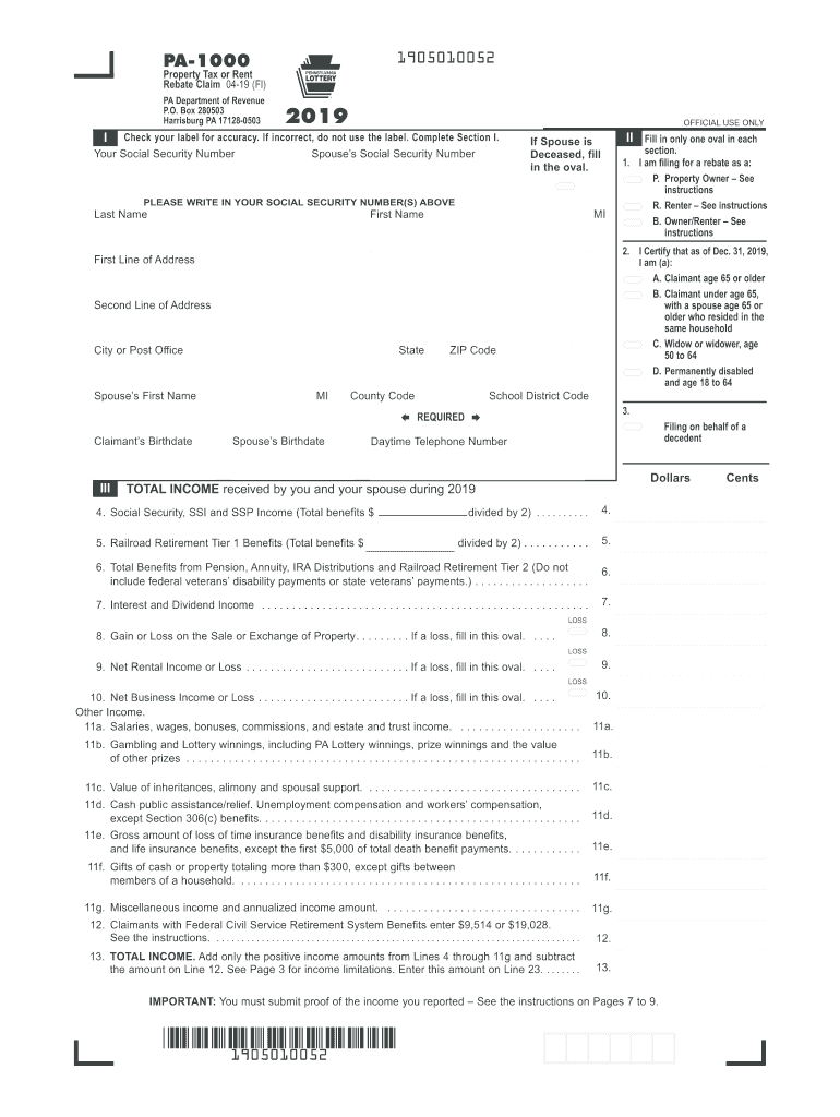 pa rent rebate form Preview on Page 1