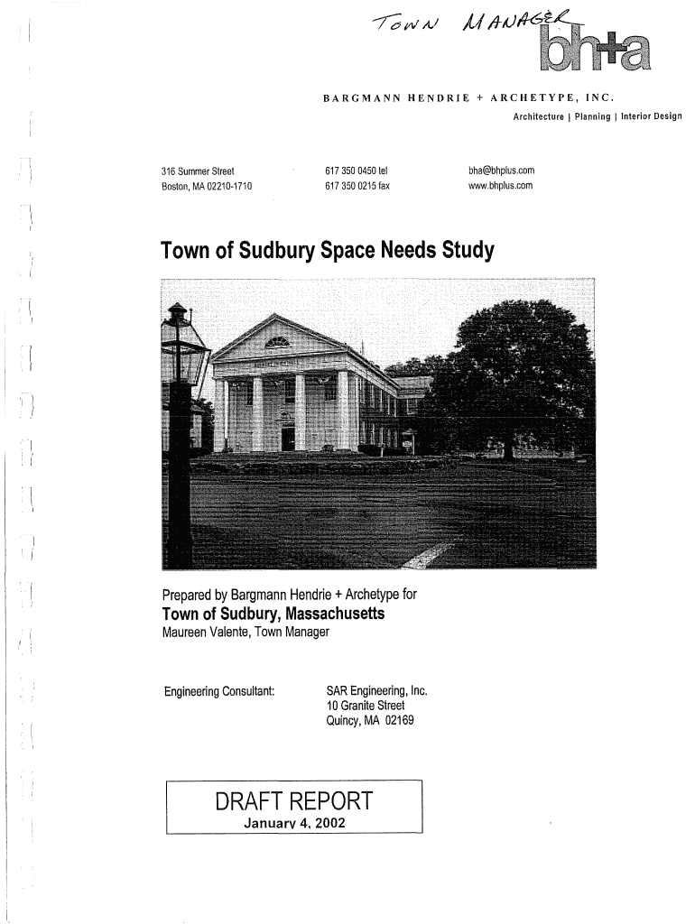 Fillable Online draft report Town of Sudbury Fax Email Print pdfFiller