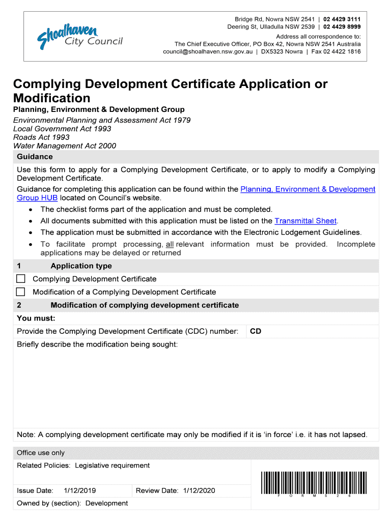Fillable Online Complying Development Certificate NSW Government Fax Email Print pdfFiller