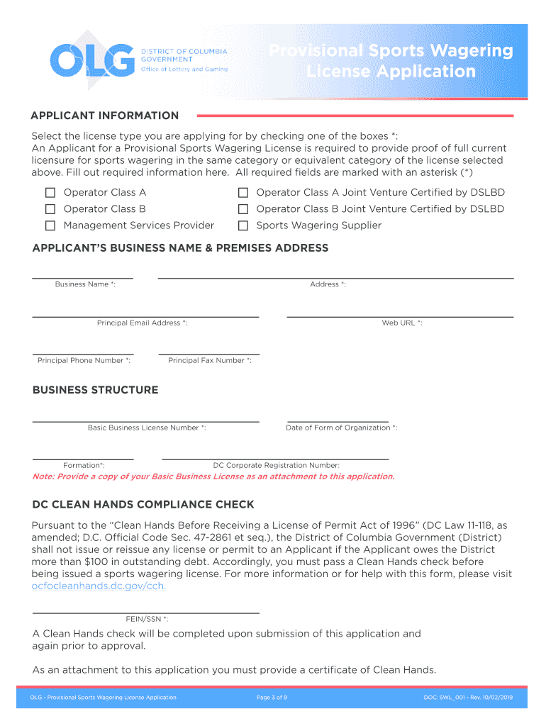 Fillable Online Here's How To Apply For A D.C. Sports Betting License