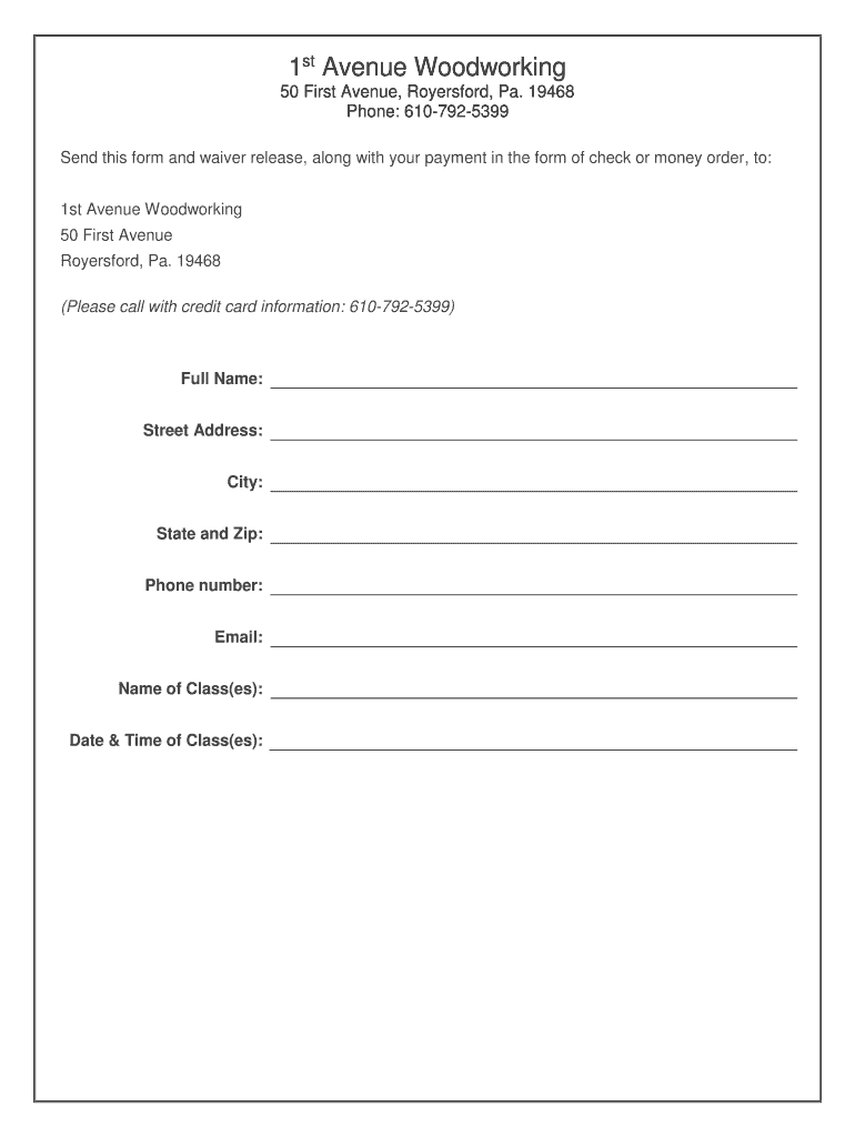 Fillable Online Registration Form & Liability Waiver 1st Avenue
