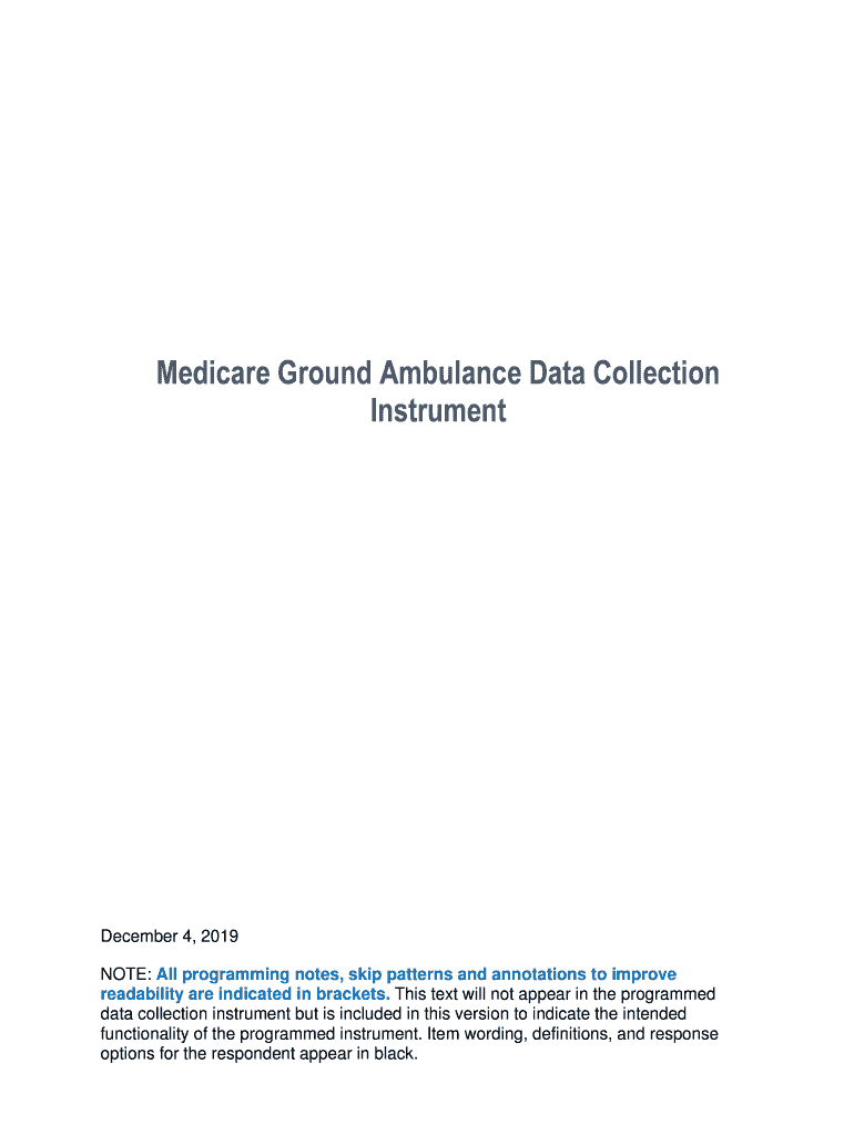 Fillable Online Medicare Ground Ambulance Data Collection Instrument