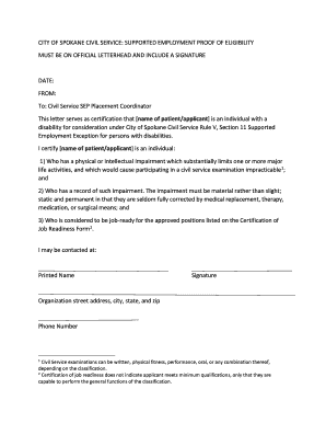Proof of Eligibility Sample Letter