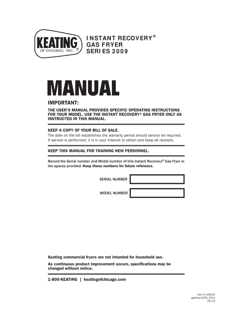 Fillable Online KEATING OF CHICAGO FRYER USER MANUAL Pdf Download. Fax
